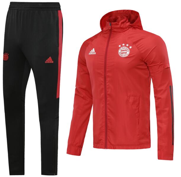 Bayern Munich Red Training Kits Hoodie Windbreaker Jacket with Trousers 2020/21